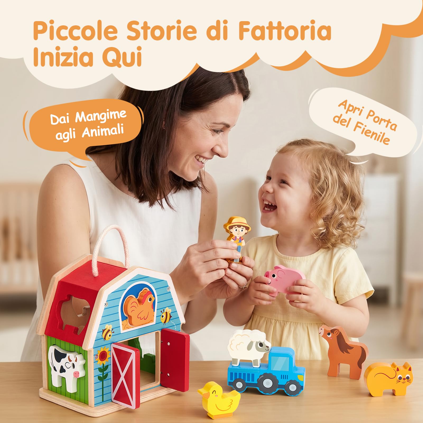 hahaland Giochi Montessori 1 Anno, 4 in 1 Giochi Legno Bambini 1 2 3 Anni | Gioco Impilare e Abbinamento Forme, Giocattoli Legno Montessori, Regalo Educativi Bambina Bambino