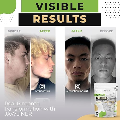 Miniatura 7 de JAWLINER Goma de mascar Fitness (paquete de 2 meses) Goma de mascar  Goma de mascar sin azúcar  Goma de mascar de jengibre y lima  Reductor de