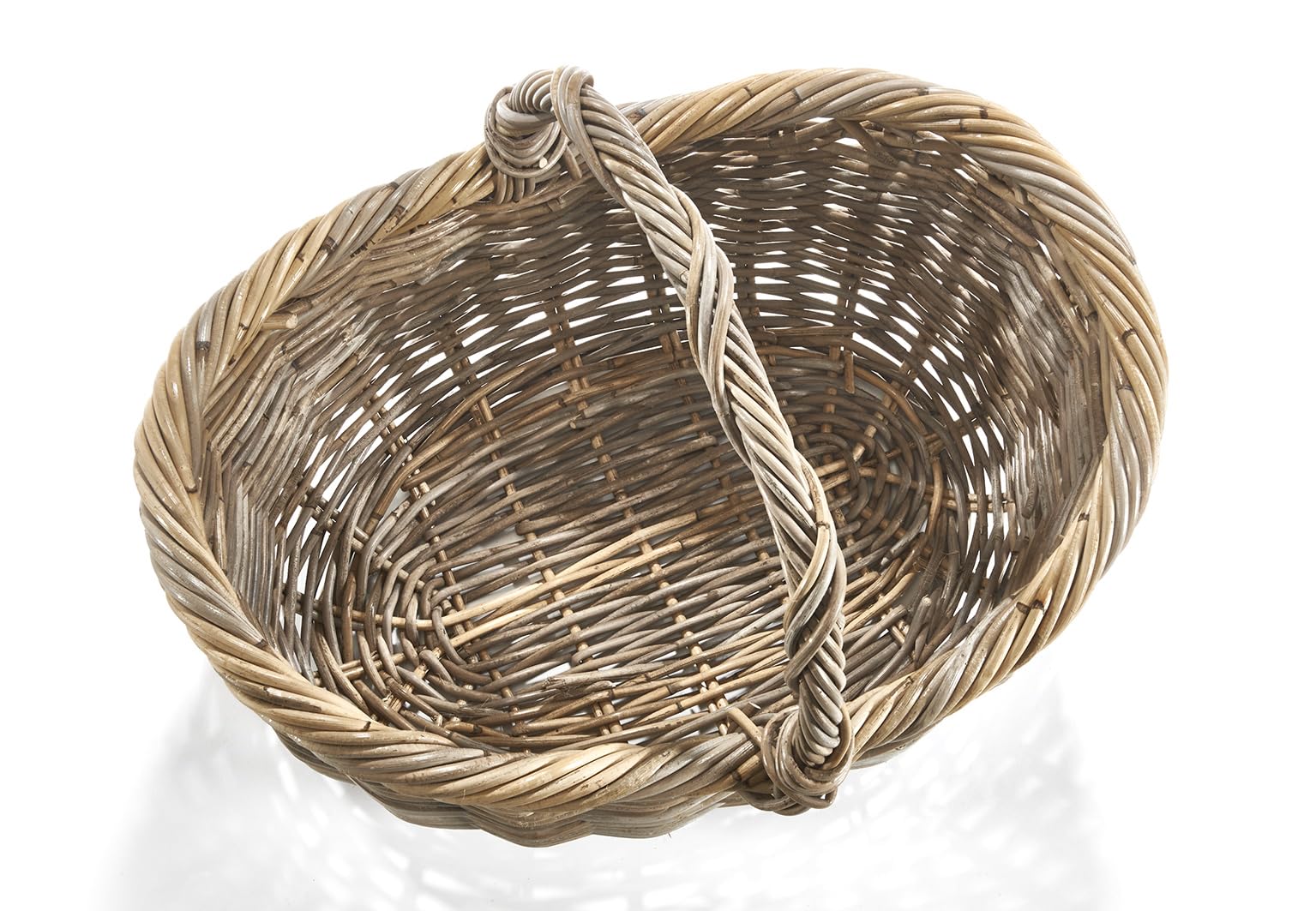 Kobolo Einkaufskorb EMMA aus Rattan in 50x40x37 cm Kubu Grey