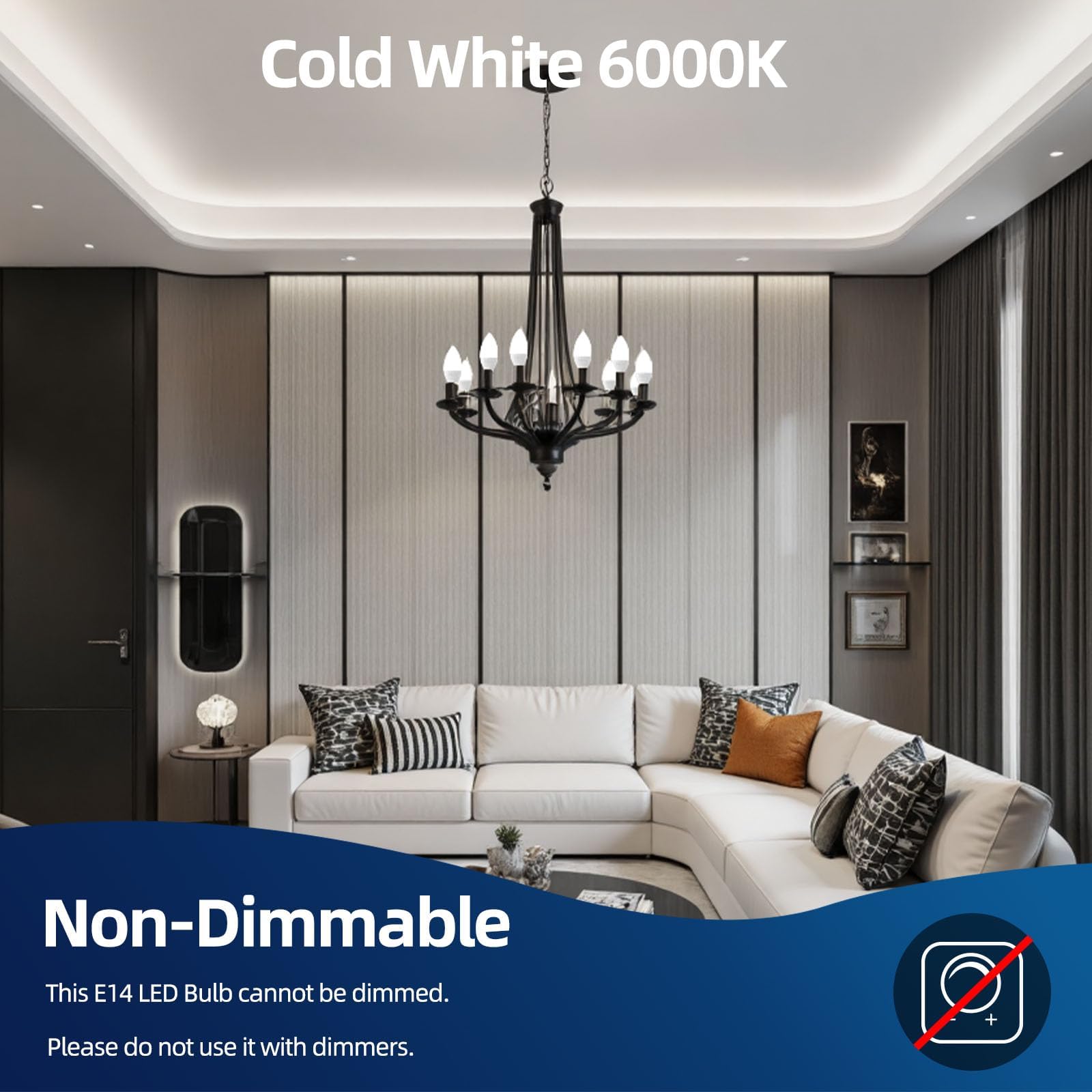 Wivety Pack of 12 E14 Cool White 6000K 6W (60W Equivalent) 600 Lumens, Non-Dimmable, for Indoor and Home Lighting - Image 3