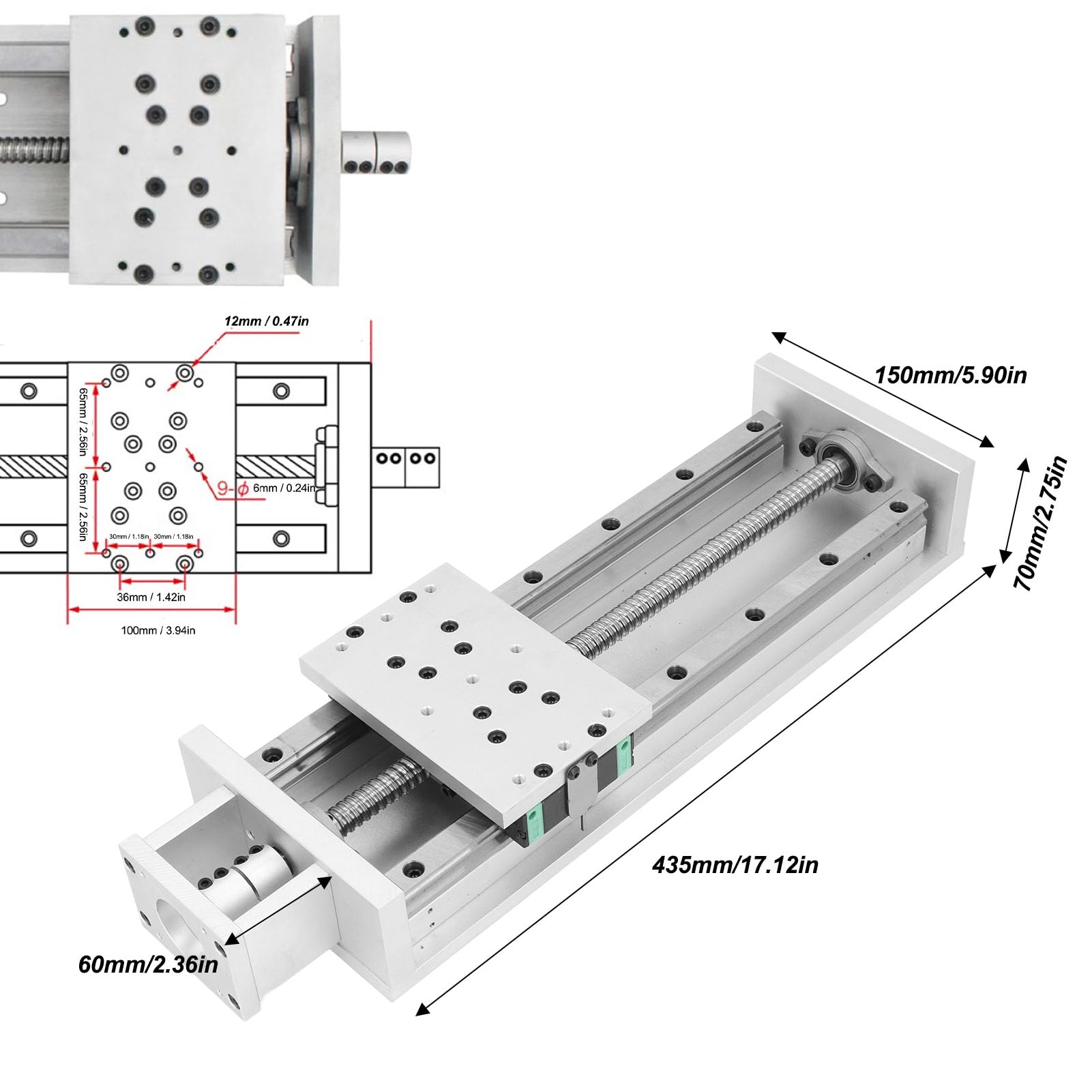 Sunicon Linear Slide Rail Guide, 300mm Stroke 1605 Ball Screw Linear Guide Rail Linear Stage with Limit Switch for NEMA23 Engraver Machine