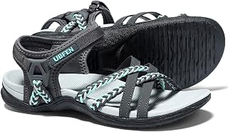 UBFEN Women's Hiking Sport Sandals with Adjustable Straps, Arch Support & Anti-Slip Grip - Comfort for Beach, Camping, Travel