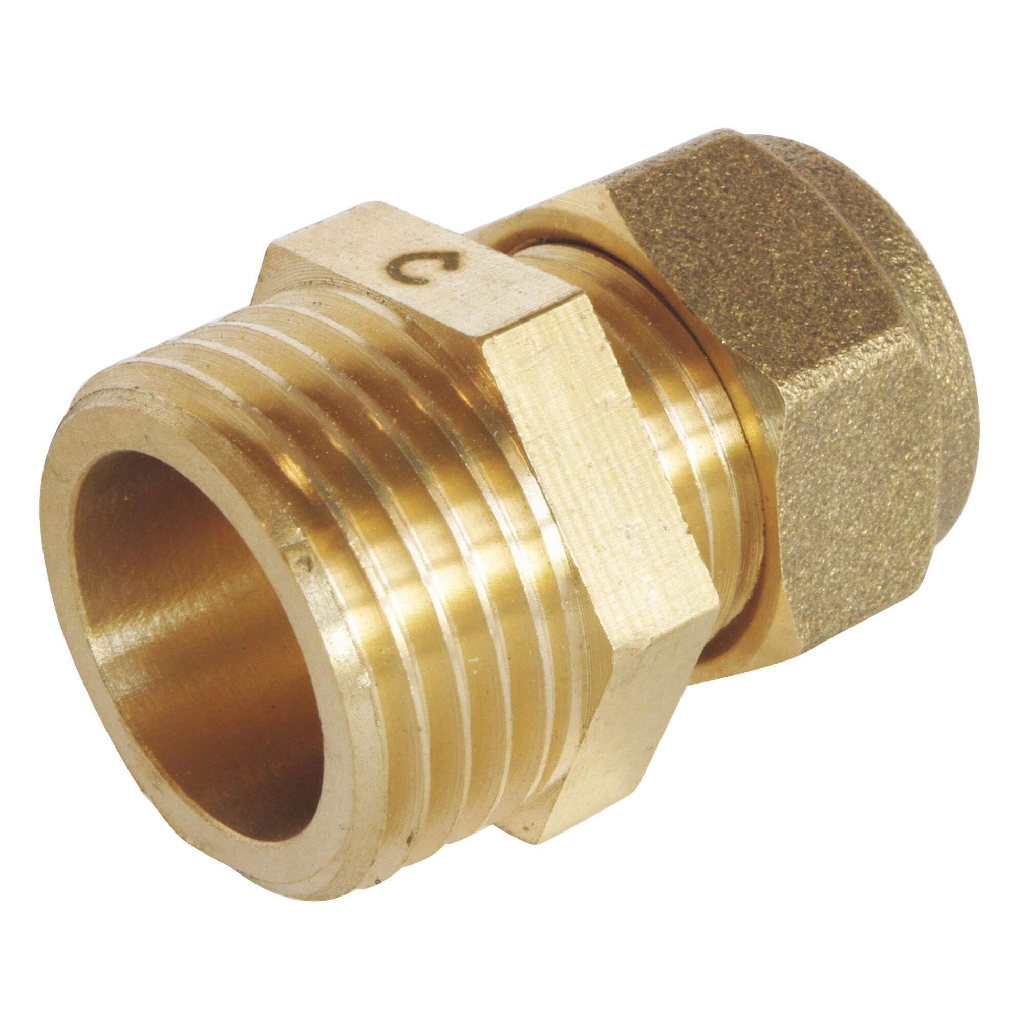 SOMATHERM FOR YOU, Raccord laiton bague laiton à compression - Tube cuivre Ø12 - Mâle 15/​21 - Idéal pour plomberie et réseaux d'eau sanitaire ou de chauffage - Étanchéité filet ou joint