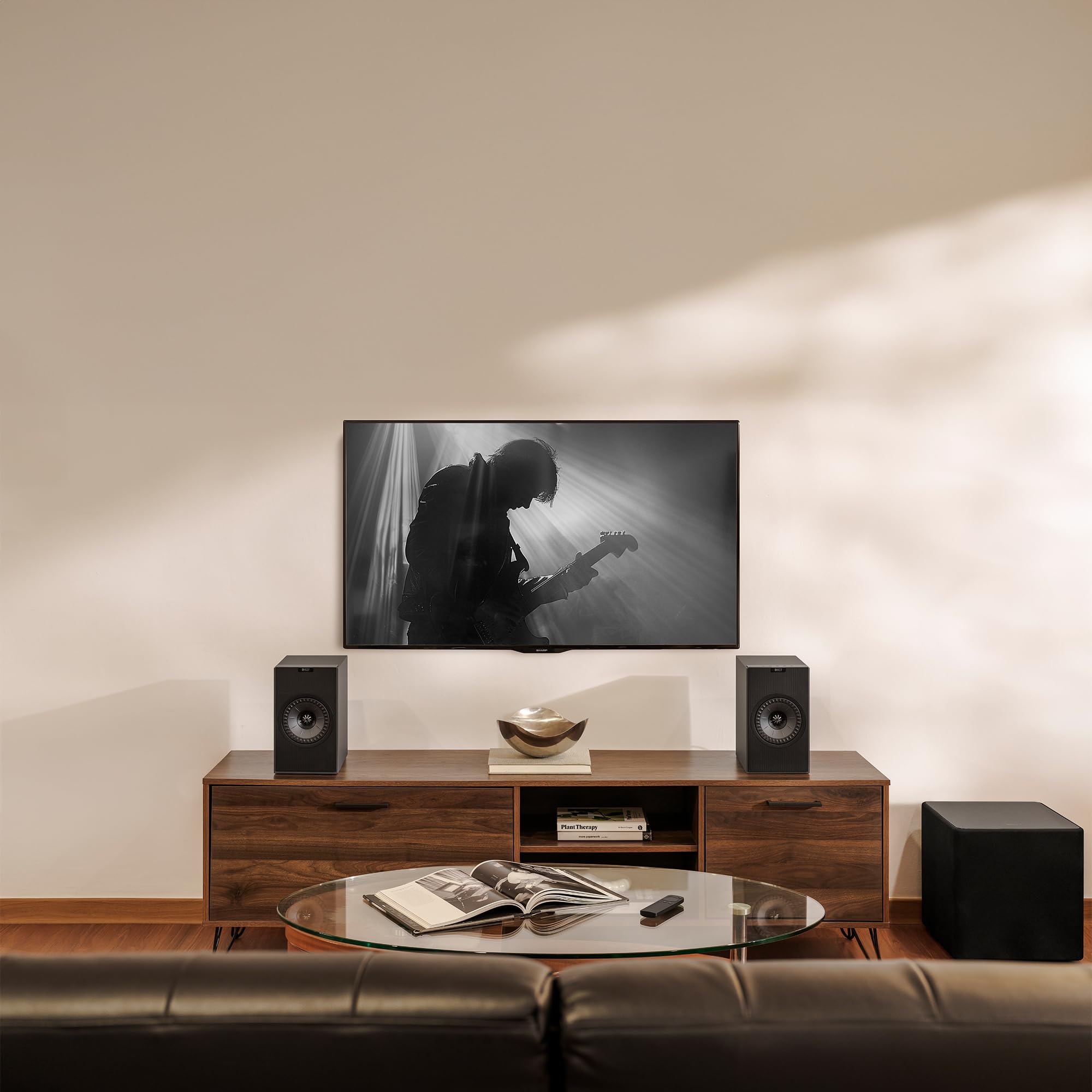 KEF Coda W Altavoces de estantería inalámbricos de Alta fidelidad, Titanio Oscuro | Bluetooth 5.4 aptX Lossless | para Tocadiscos, TV, PC, portátil y más | Música | TV y Cine en casa | Gaming