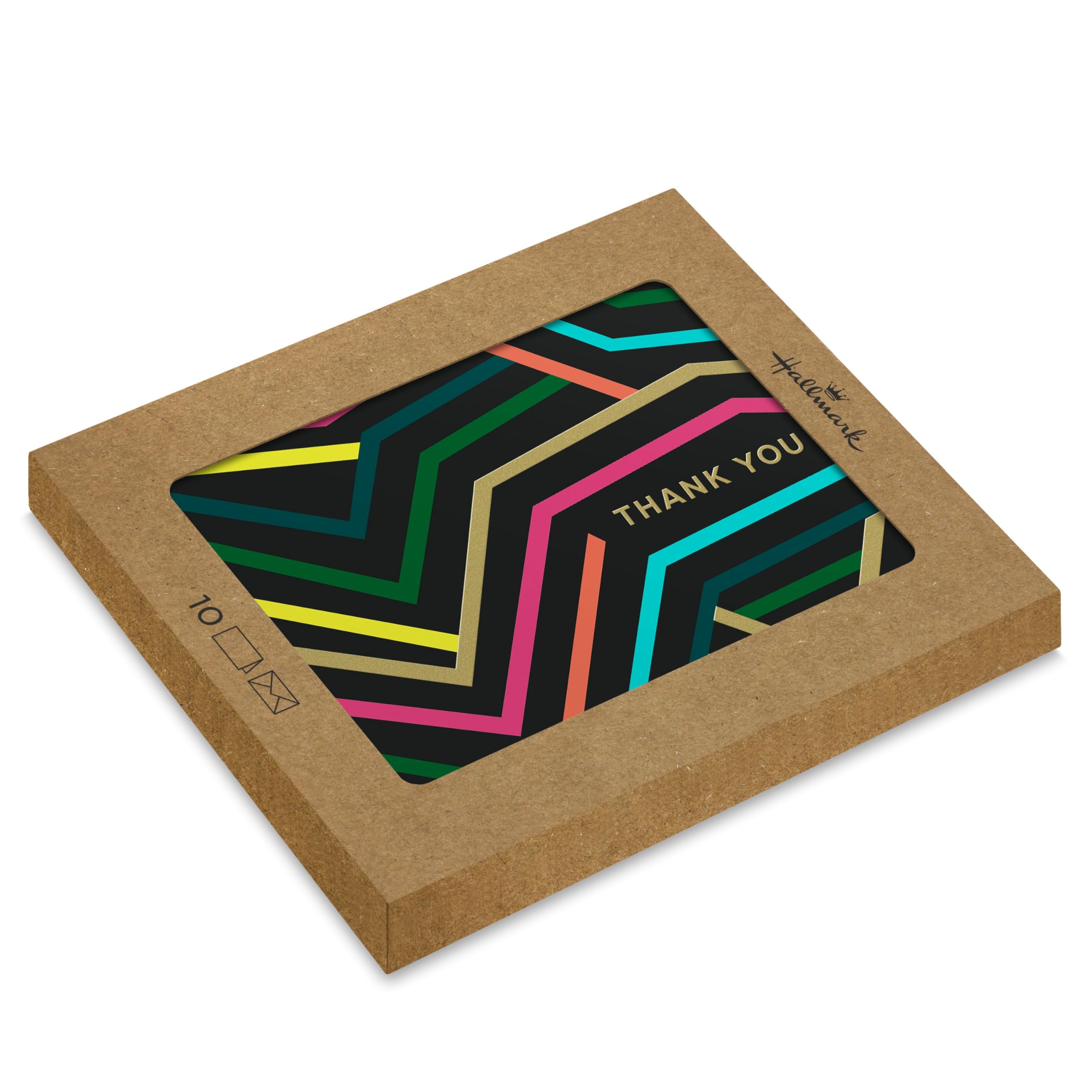 Hallmark Thank You Card Multipack, 10 Cards, 1 Neon Graphics Design, With White Envelopes