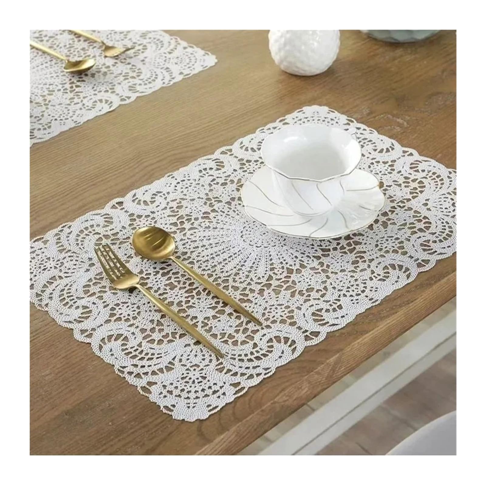 Lace Doilies 2pc Lace Hollow Placemats Modern Restaurant Table Decoration Meal Mat Anti-hot Dining Tablemats