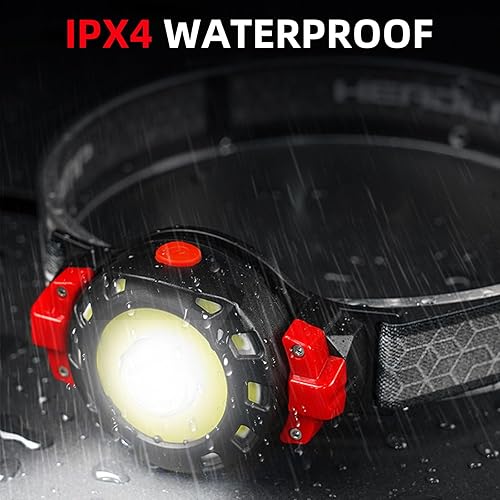 Miniatura 7 de Linterna frontal recargable, lámpara de cabeza con luz roja, linterna LED ligera, luz de cabeza impermeable súper brillante para acampar, correr,