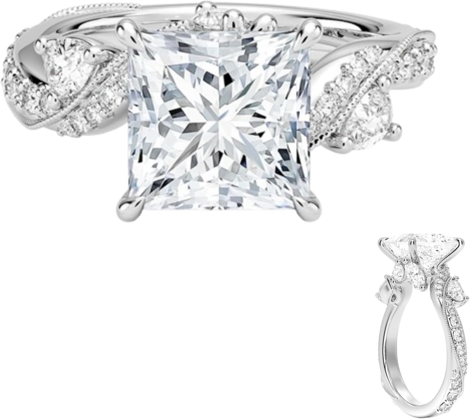 1-5 Carat IGI Certified Lab Grown Diamond 10K 14K 18K Solid Gold Halo Nature-Inspired Lab Diamond Engagement Ring Christmas Gift For Women (E-F Color, VS1-VS2 Clarity)