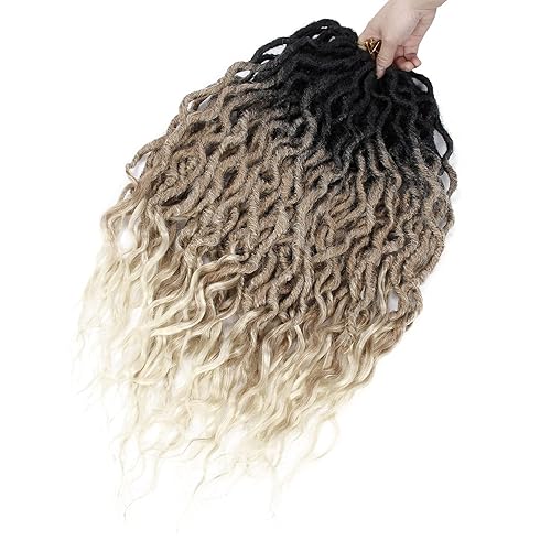 Miniatura 92 de 8 paquetes de rastas de cabello sintético de ganchillo de 18 pulgadas, rastas sintéticas bohemias con extremos rizados, cabello de ganchillo suave
