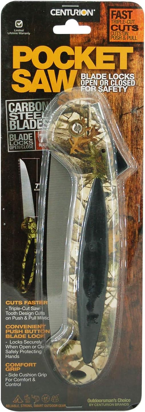 Centurion 1273 Folding Saw with Camo pattern, Hunting, Camping, Hiking, Military, Handle with Cushion for Comfort Grip (7", Camo)