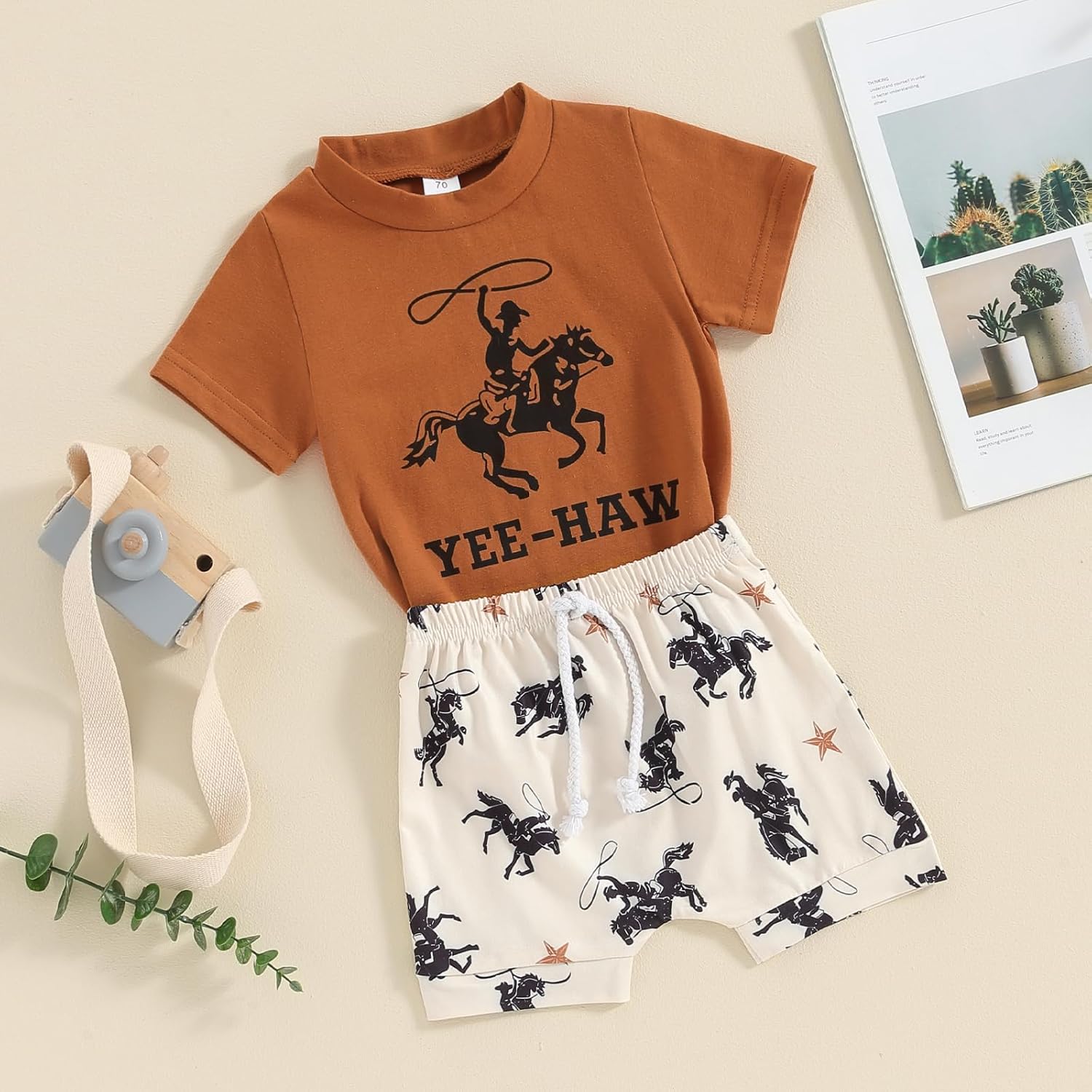 Western Baby Boy Clothes Highland Cow Farm Print T-shirt Casual Shorts Toddler Summer Country Cowboy Clothes Outfit - Image 2