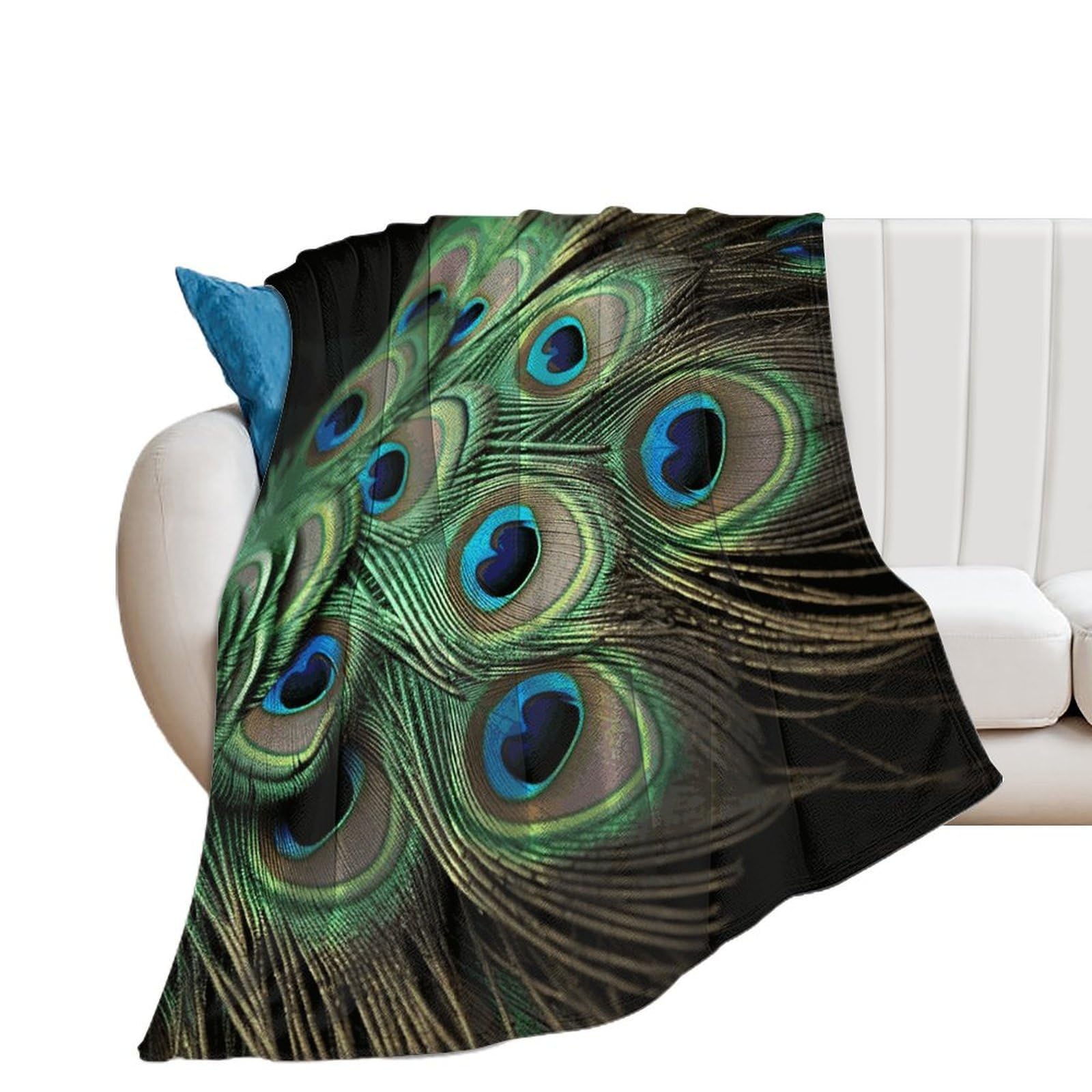 Couverture en microfibre douce flanelle paon vert grand plaid chaud pour femme et grand lit