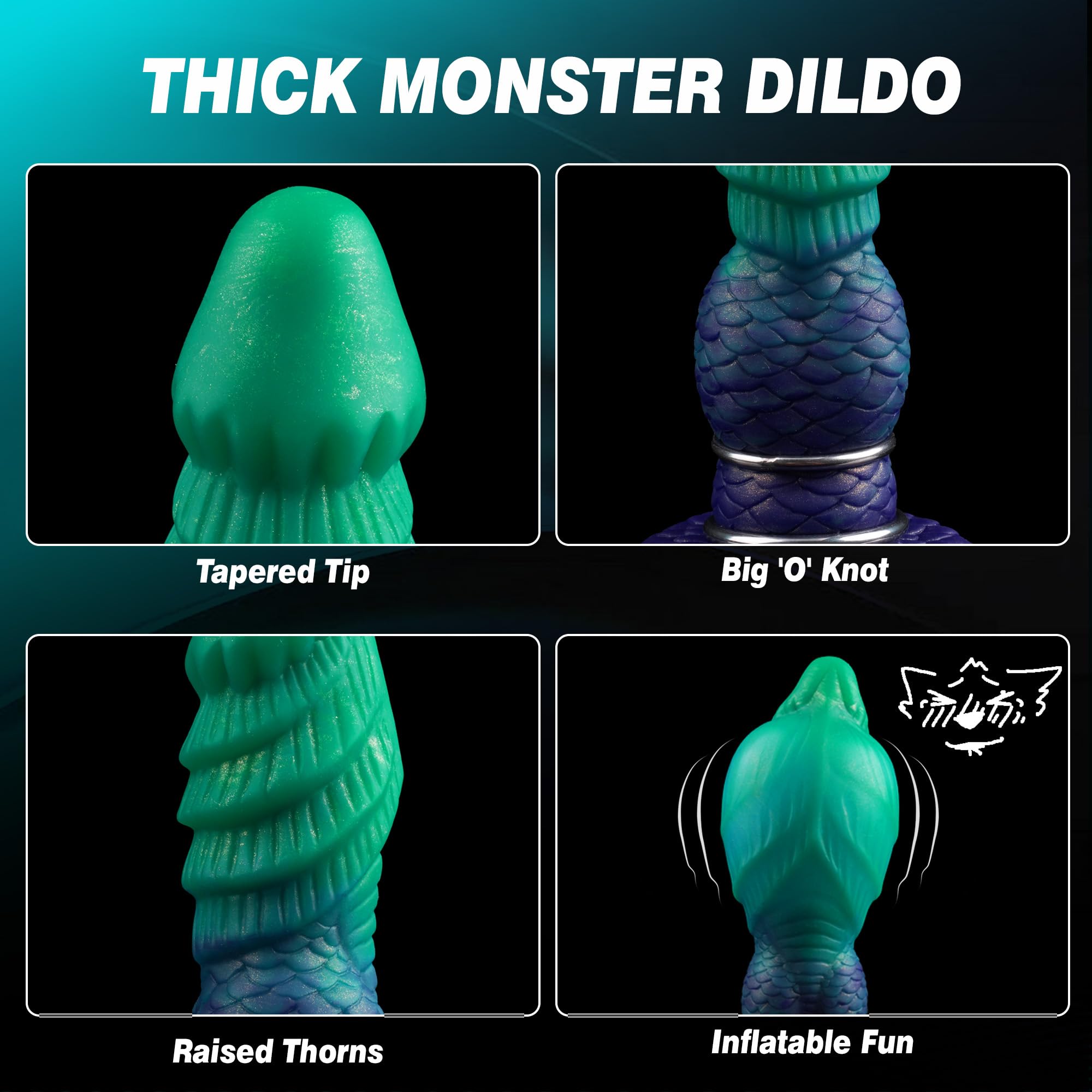 Monster Dildo Inflatable Fantasy Dildo with Adjustable Thickness, Huge Horse Dildos Inflatable Butt Plug Thick Anal Dildos with Strong Suction Cup, Adult Toys for Women Men