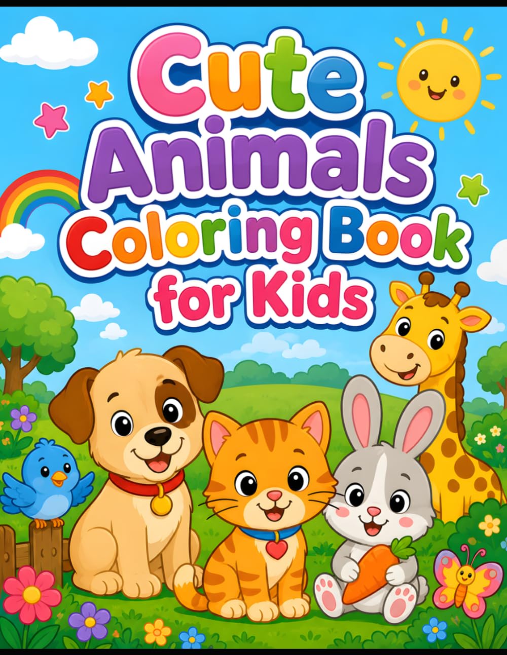 Cute Animals Coloring Book for Kids: Fun and Easy Coloring Pages Featuring Adorable Animals for Boys and Girls Ages 3-8