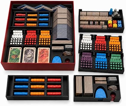 Organizer Insert Compatible with Catan 6th Edition, Seafarers 6e & 5-6 Player Expansions, All-in-One Storage with Removable Trays, Black Catan 6e, Seafarers 6e & 5-6 Player Expansions