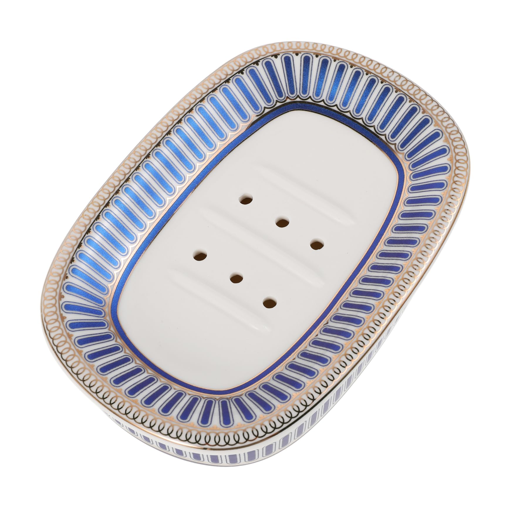 Jabonera de Cerámica con Escurridor y Diseño de Rayas | Desmontable, Limpieza Sencilla, Uso Higiénico, Estilo Simple y Elegante, para Organización del Baño