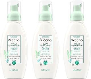 Aveeno Clear Complexion Foaming Oil-Free Facial Cleanser with Salicylic Acid Acne Medication for Breakout-Prone Skin & Soy...
