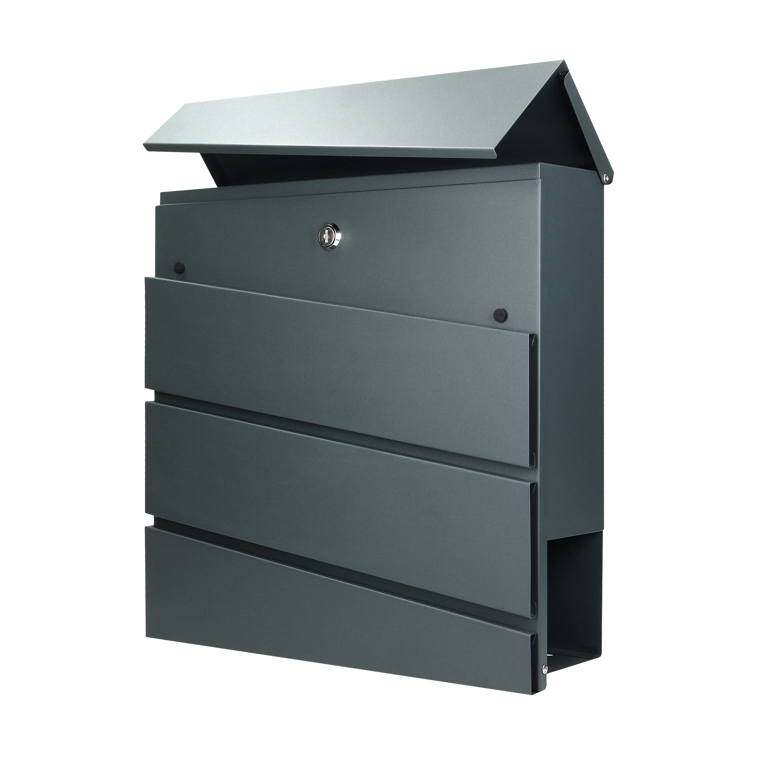 Virone Borneo Buzón Exterior de Acero Galvanizado con Soporte para Periódicos (Antracita)