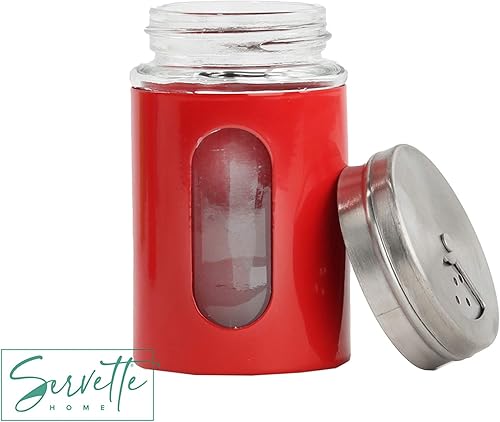 Miniatura 2 de Juego de 5 tarros de pimentero de sal roja retro para especias