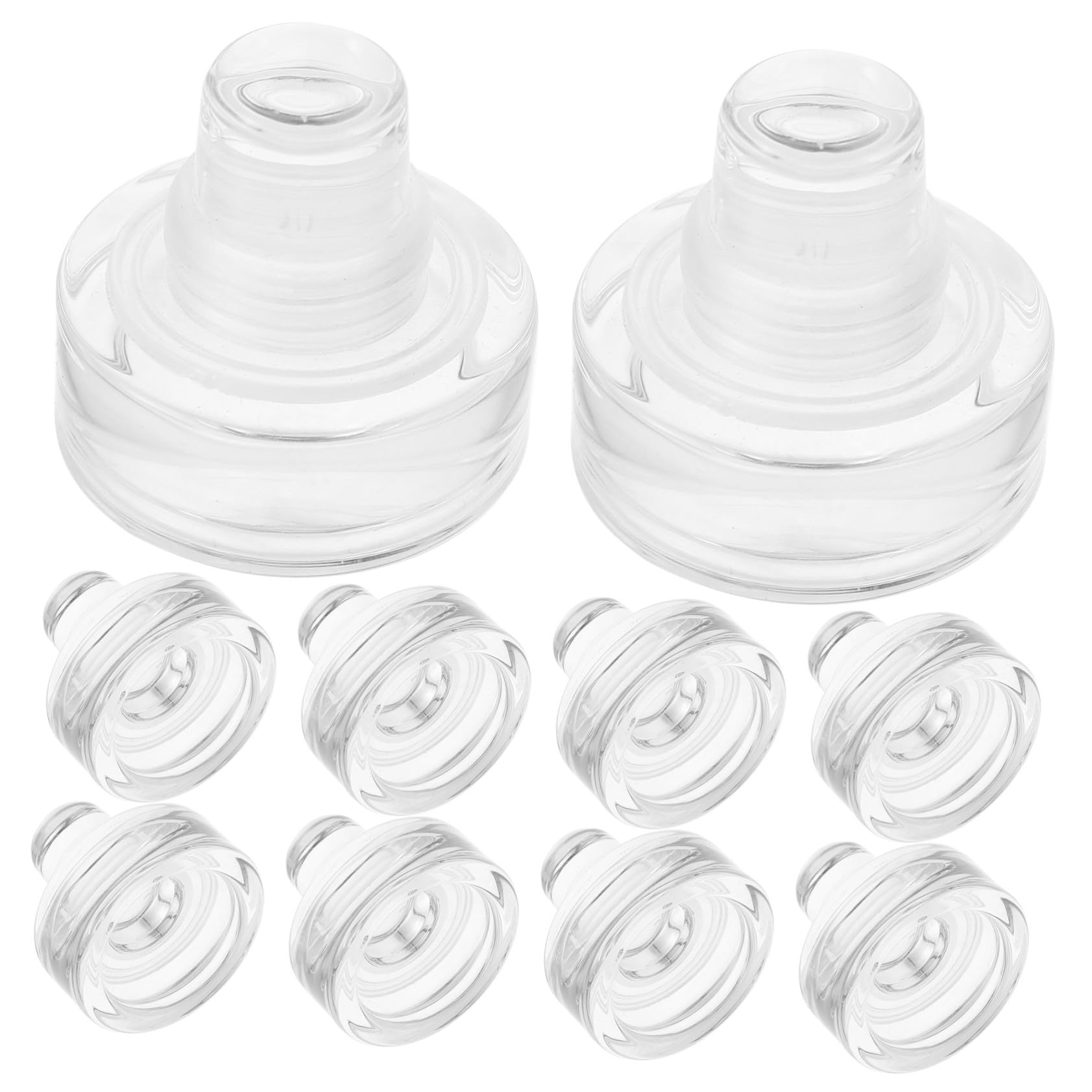 Tapones de Vino T Estilo en Vidrio Transparente, 10 Unidades, Sellador Hermético para Botellas, Apto para Uso Doméstico y Fiestas, Accesorios para Conservación de Bebidas