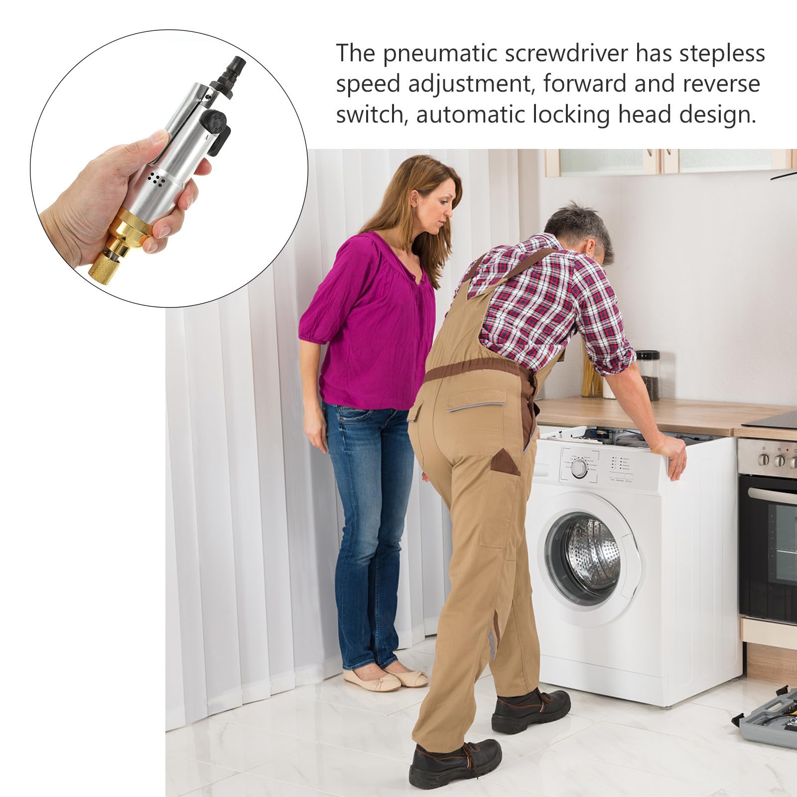 Cacciavite Pneumatico Regolabile 9000rpm 1/4 Pollice Nero | Coppia Massima 35n, Consumo Aria 0, 25 3/min, Pressione 0, 62mpa, Capacità Bulloni 4-6mm