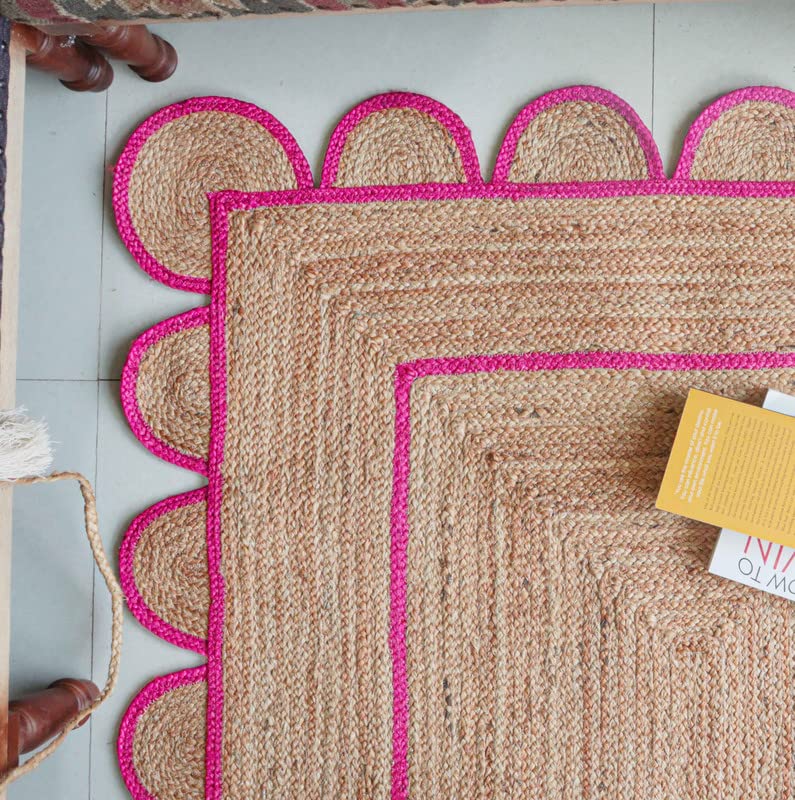 Tapete Chouhan Rugs de Yute Natural Trenzado Rosa miniatura 4