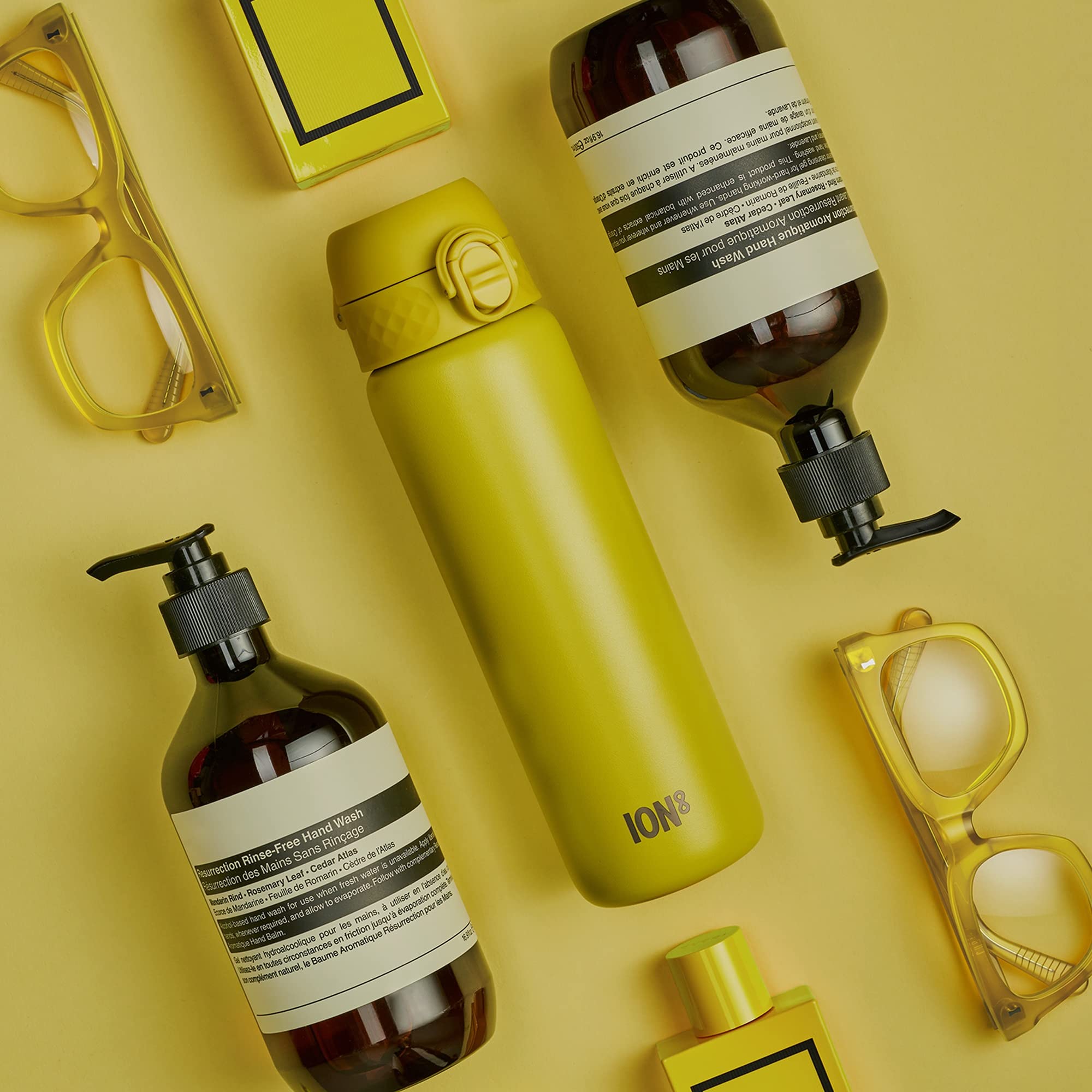 Ion8 Leak Proof Slim Water Bottle, Vacuum Insulated, Yellow, 500ml
