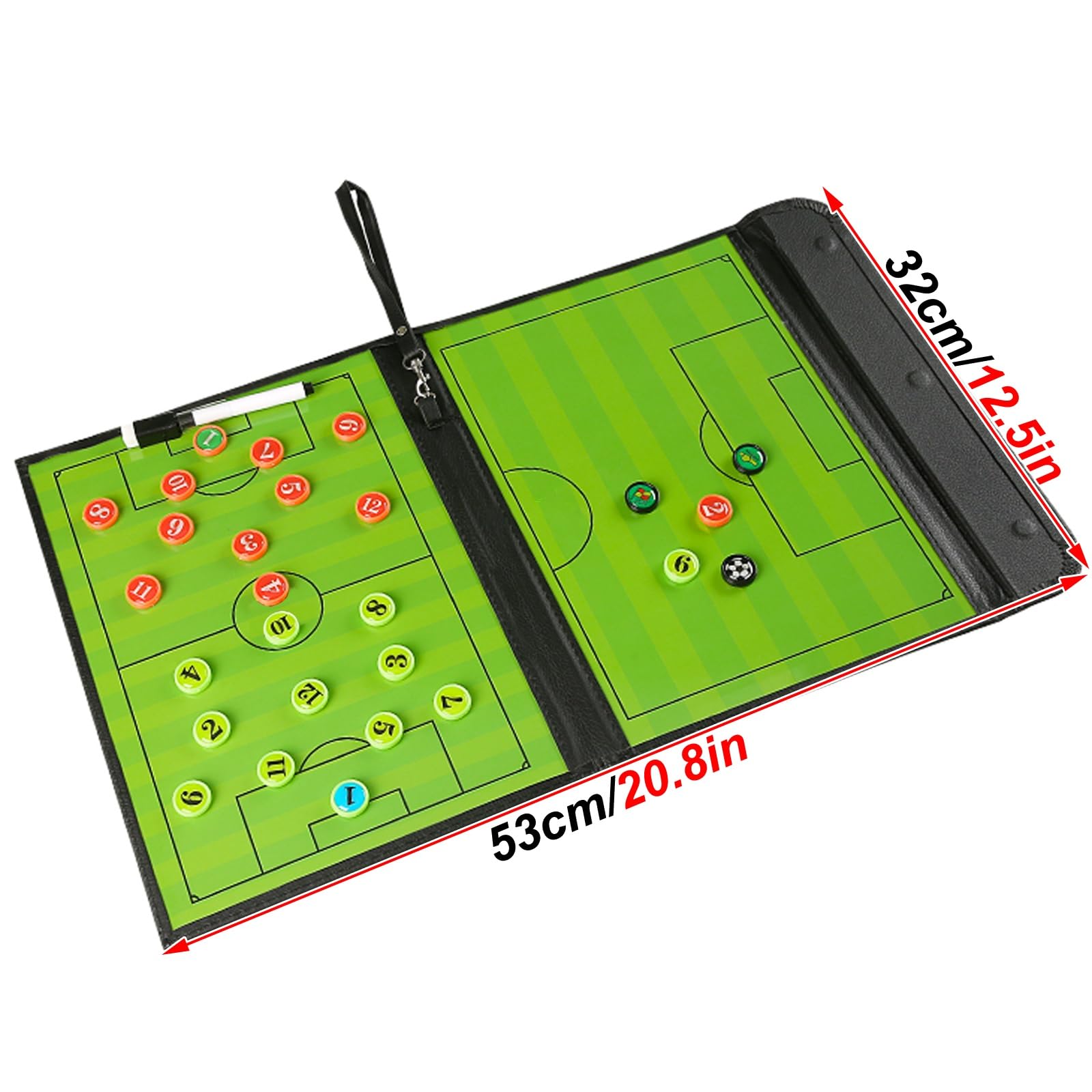 Lavagna tattica da calcio portatile, Marcatori magnetici for lavagna da calcio cancellabili a secco Pezzi degli scacchi Capovolgi pagina 20,8x12,2 pollici