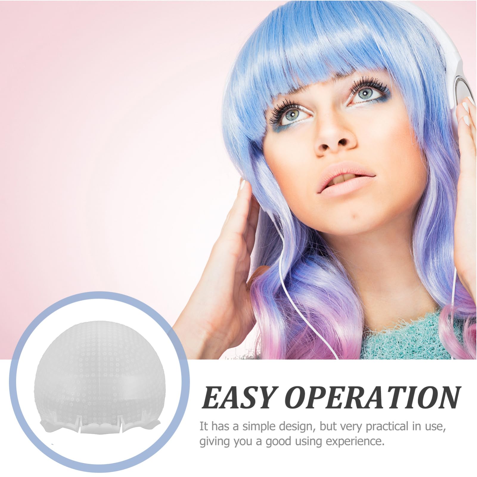 FOYTOKI Hair Highlighting Cap with Hooks Silicone Hair Dye Cap Reusable for Salon