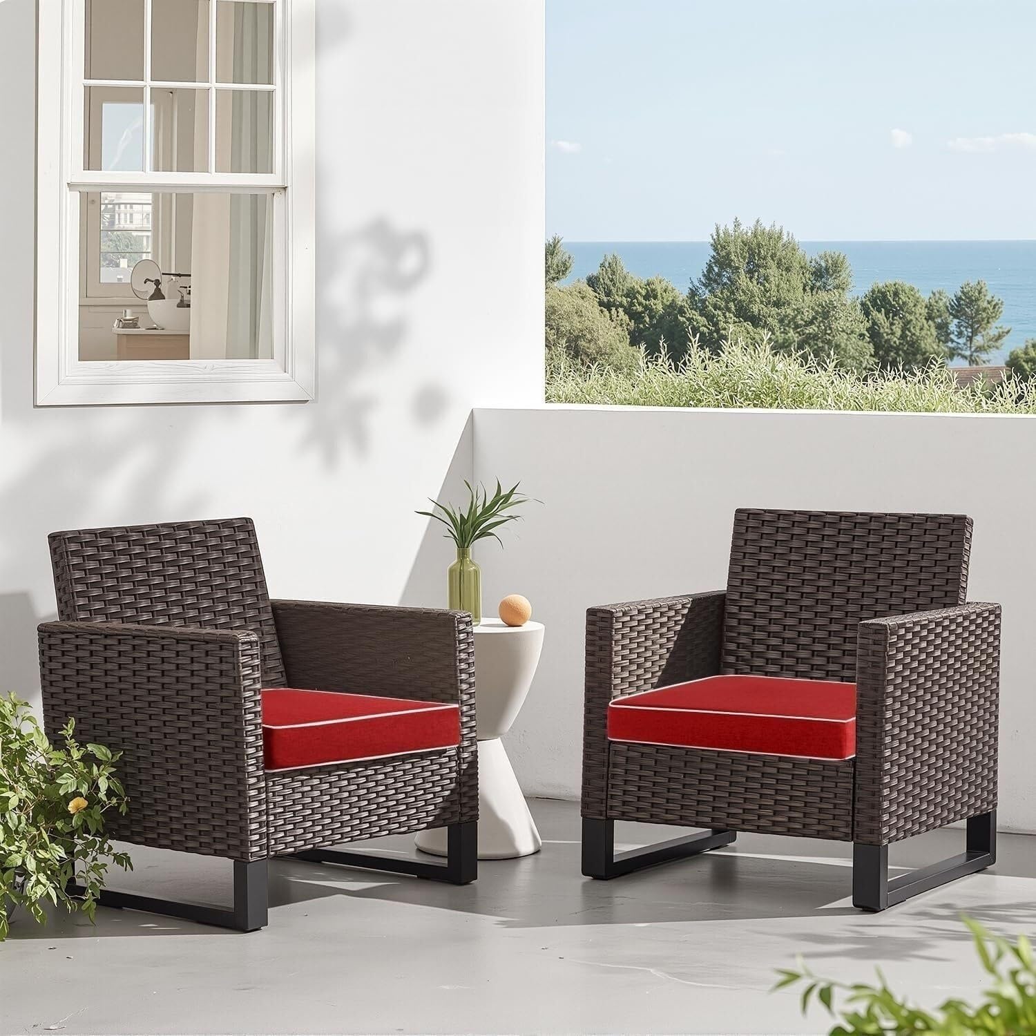 Set di 2 cuscini impermeabili per esterni, con laccetti, colori resistenti allo sbiadimento, per patio, giardino, divano, 20x20x4in / 51 x 51 x 10 cm