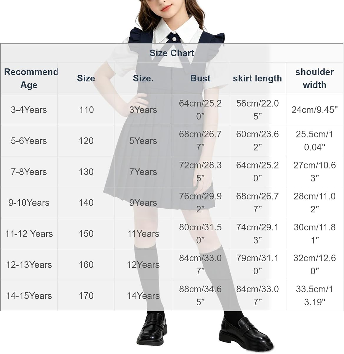 School Uniform Set - Girls' Classic Pinafore & White Blouse view 4