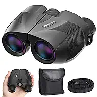 20x25 Compact Binoculars for Adults and Kids,High Powered Large Eyepiece Waterproof Binoculars for Hunters,Easy Focus Bird Watching for Outdoor Hiking Travel, Black