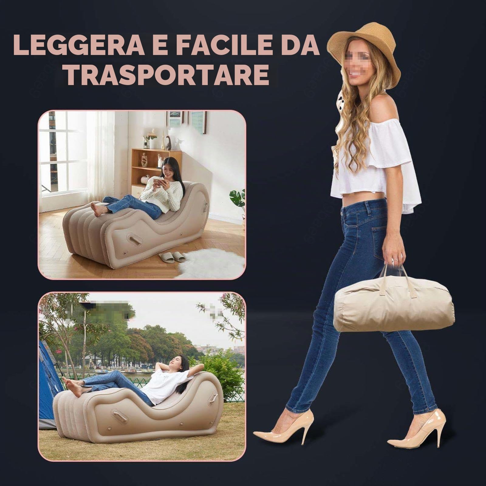 Divano reclinabile Gonfiabile Sgonfiare Dopo l'uso e Piegare per Un Facile Trasporto,Sofa9