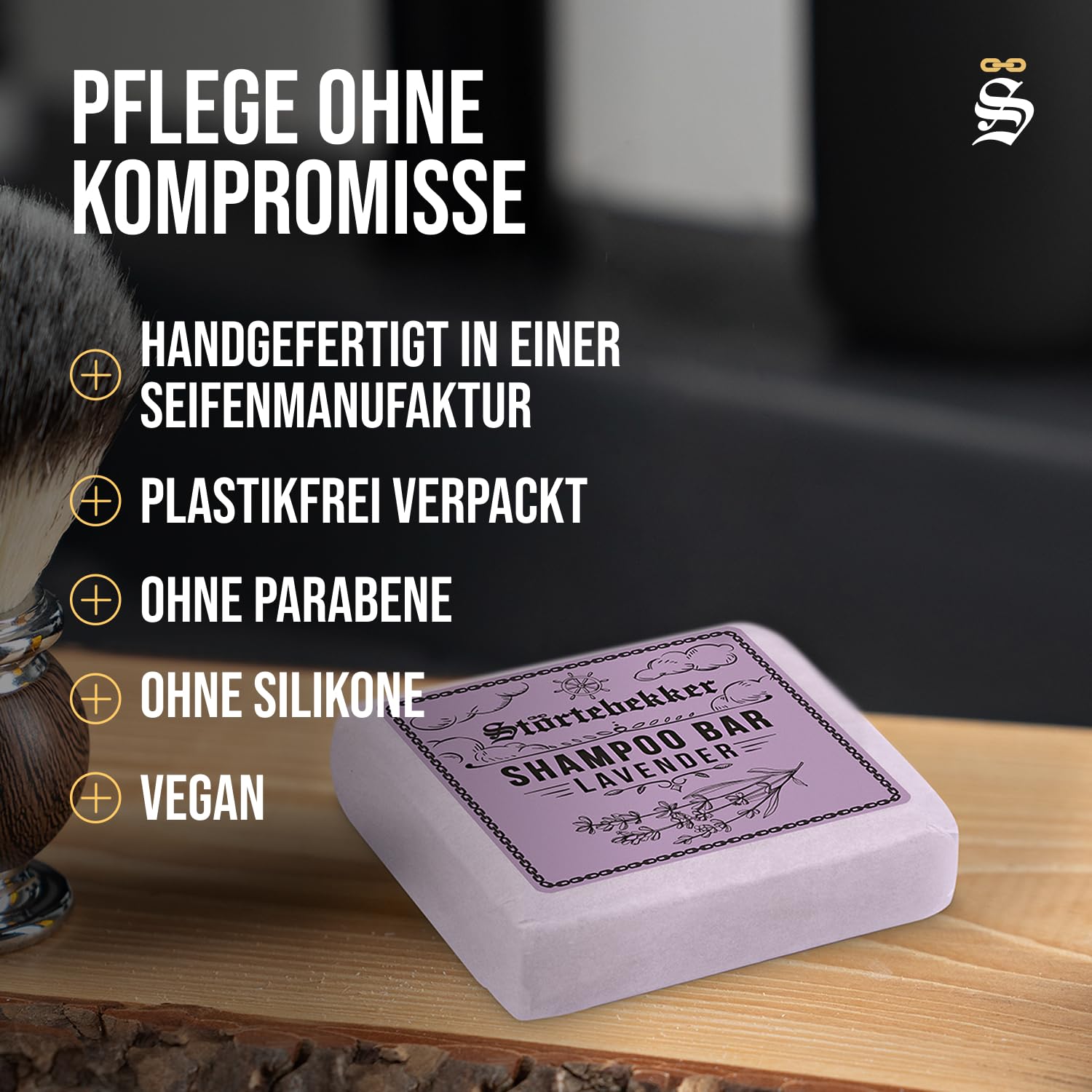 Störtebekker® Premium Shampoo Bar Lavendel (6x) - Festes Shampoo Herren & Damen - 3in1 Duschseife Männer für Haare, Kopfhaut & Bart - Feuchtigkeitsshampoo - vegan, handgefertigt - 6x100g