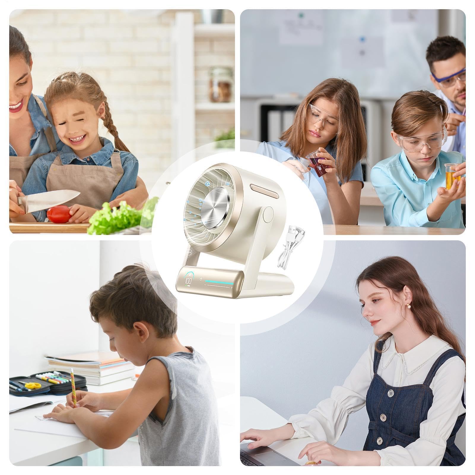 Ventilador De Escritorio 100 velocidades, potente refrigeración portátil | Ventilador De Escritorio Recargable Para Dormitorio Cocina Oficina Escuela Camping Viaje Verano Playa Picnic