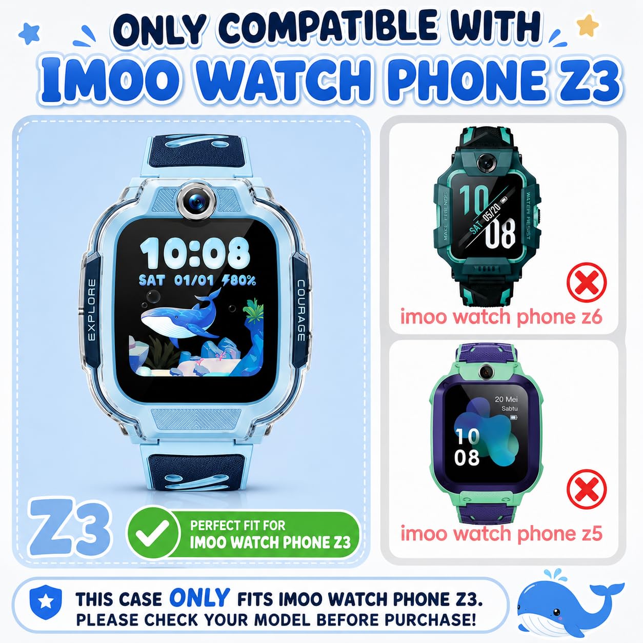 Etui kompatybilne z telefonem Imoo Watch Phone Z3, ultracienkie, miękkie, powlekane TPU, etui ochronne, akcesoria do telefonu Imoo Watch Phone Z3, 2 sztuki, przezroczyste
