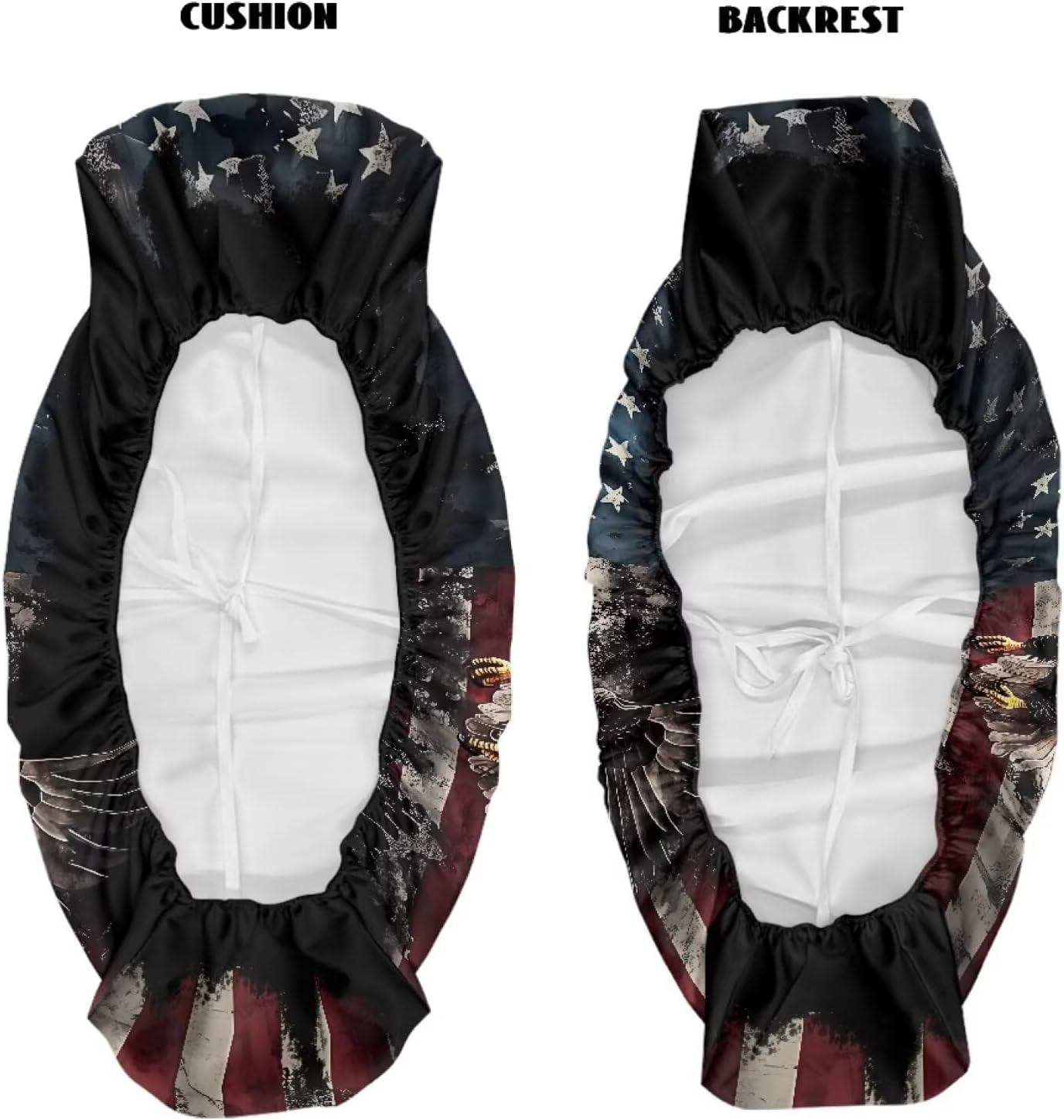 Poceacles Patriotic Decor Mule Seat Cover Anti-Scratch Full Protection UTV Bench Seat Cover Set Compatible with Kawasaki Mule 3000 3010 3020 4000 4010 2001-2023 2025, Eagle American Flag