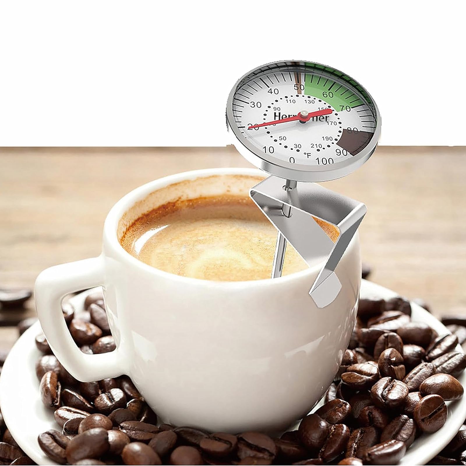 Termometr do mleka barista z klipsem – 125 mm lekki przenośny termometr ze stali nierdzewnej z sondą do kawy idealny do przygotowywania kawy / mleka dla niemowląt Latte Tea Liquid akcesoria