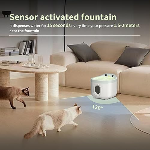 Miniatura 6 de Dispensador automático de agua Foutain con ultrafiltración para gatos, dispensador de agua inalámbrico para gatos, alimentador de agua para
