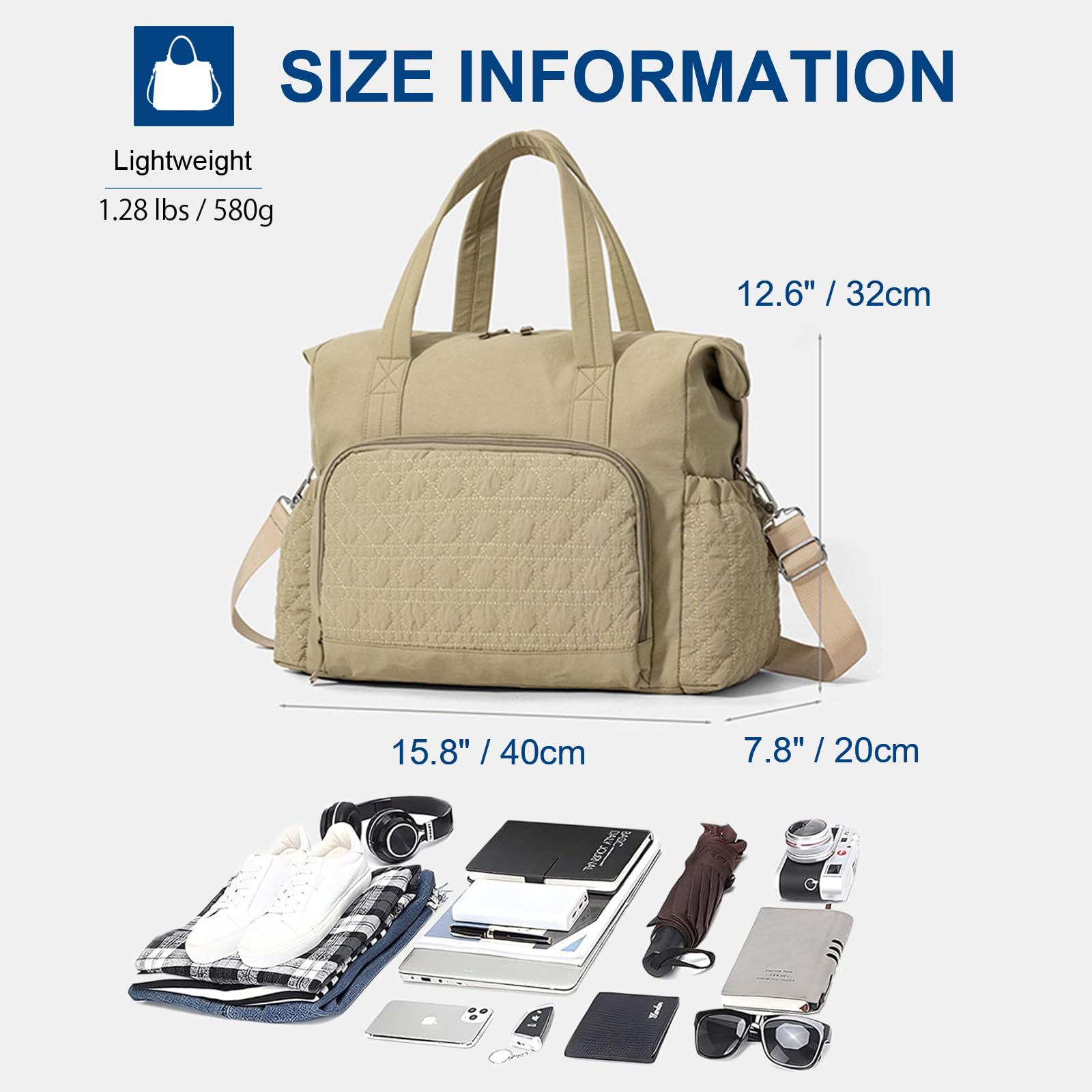 HUA ANGEL Bolsa de lona de 40 l para mujeres y hombres, gran bolsa de viaje con bolsa húmeda, bolsa de gimnasio, bolsa para yoga, fin de semana, noche, viaje de negocios, Negro , Clásico
