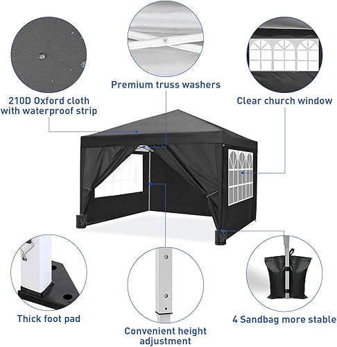 Vista 59 de Tienda de campaña desplegable de 10 x 20 pies con paredes laterales, tienda de campaña resistente al aire libre con 4 bolsas de arena y bolsa