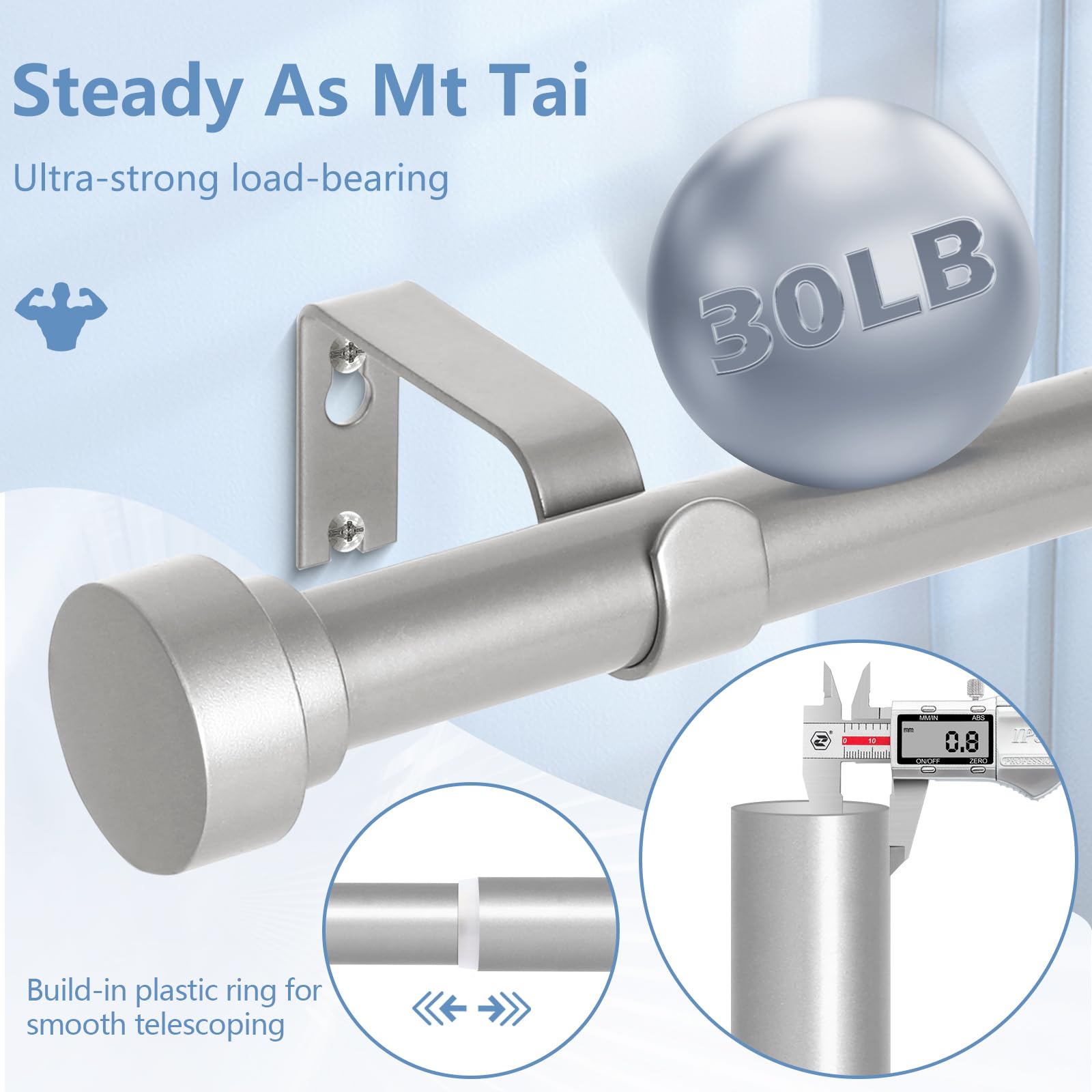 Long Curtain Rod With Cage Finials, 72-144 Heavy Duty Curtain Rods For  Windows, Splicing Adjustable Decorative Curtain Rods For Outdoor Patio,  Sliding Glass Door, 5/8\, image size:1600x1600