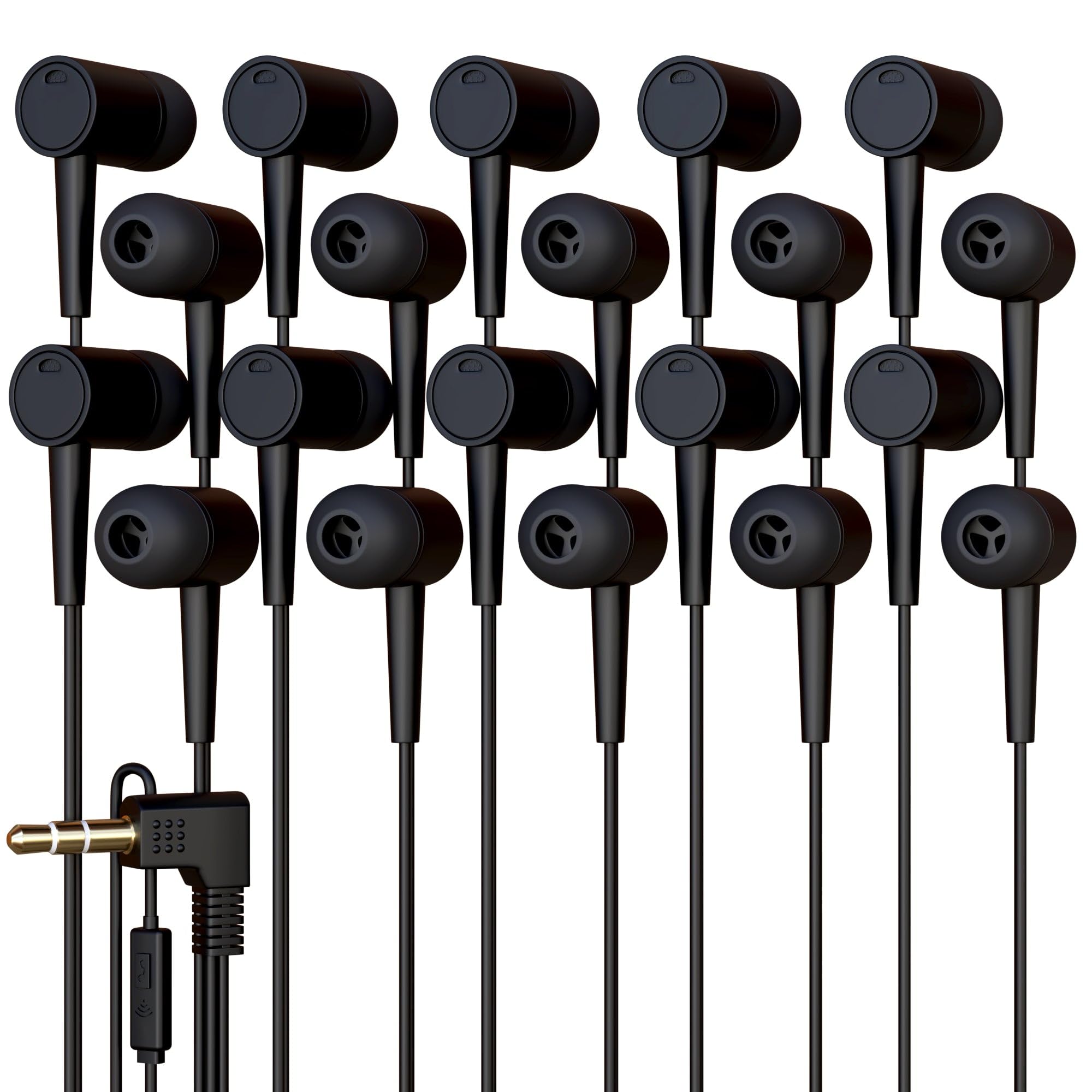10 Pack Bulk Wired Earbuds with Microphone, In Ear Headphones 3.5mm Jack, 4ft Tangle Free Cable, Comfortable Fit, Affordable and Cost Effective, Ideal
