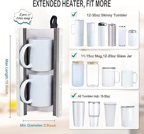 Miniatura 9 de AKEYDIY Prensa de calor para vasos de 30 onzas, 20 onzas, 16 onzas, prensa de vasos de sublimación, latas de frascos de vidrio, máquina de prensa de