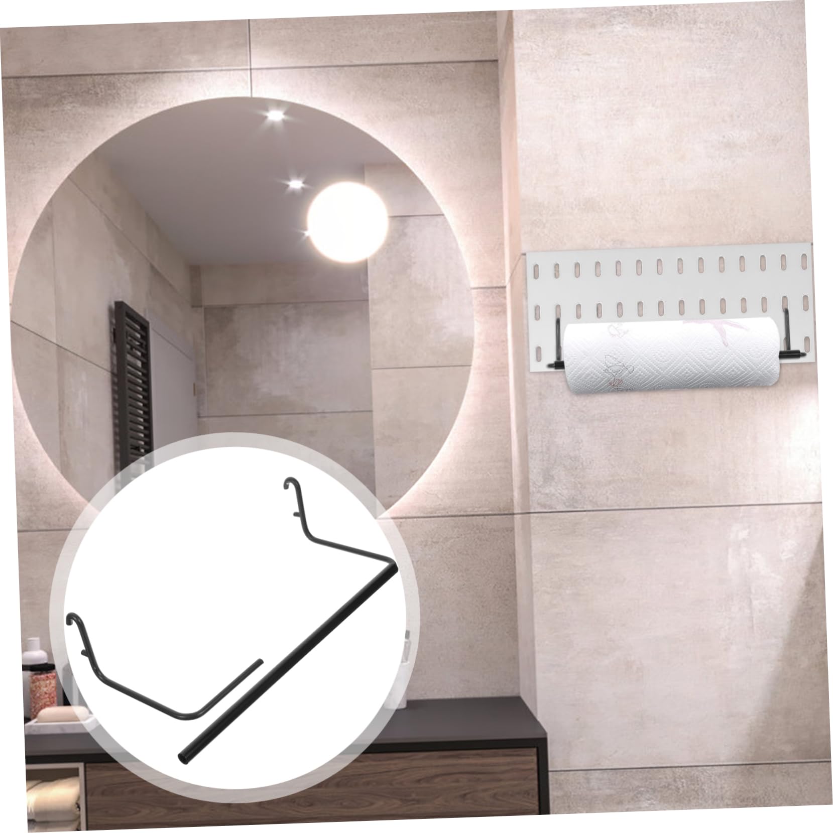 Cabilock Roll Holder Paper Towel Holder for Pegboard Space-Saving Laundry Room Organiser