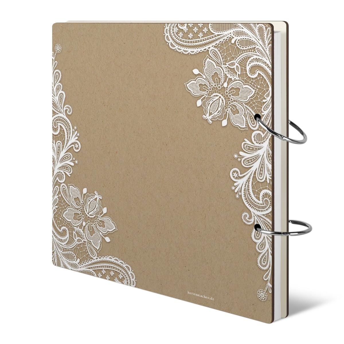 Hochzeit Gästebuch Holzcover 215 x 215 mm 144 Naturpapier Innenseiten personalisiert lasergeschnitten - Rustikal Kraftpapier