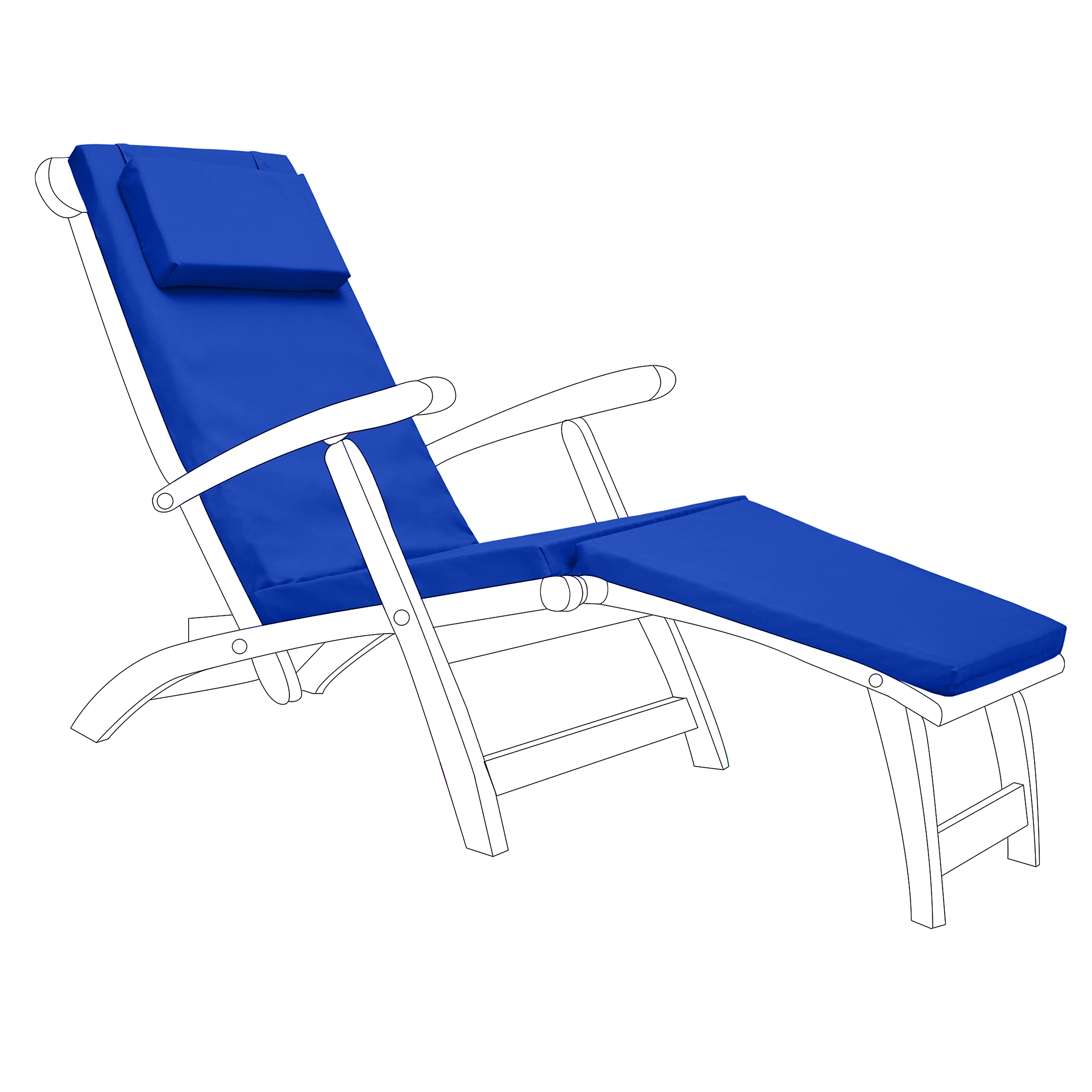 Gardenista Blue Steamer Chair Sun Lounger Cushion | Outdoor Water Resistant Garden Sunlounger Chair Cushions | Hypoallergenic Steamer Chair Seat Pad | Durable & Thick Sunbed Mattress Cushion (, 1)