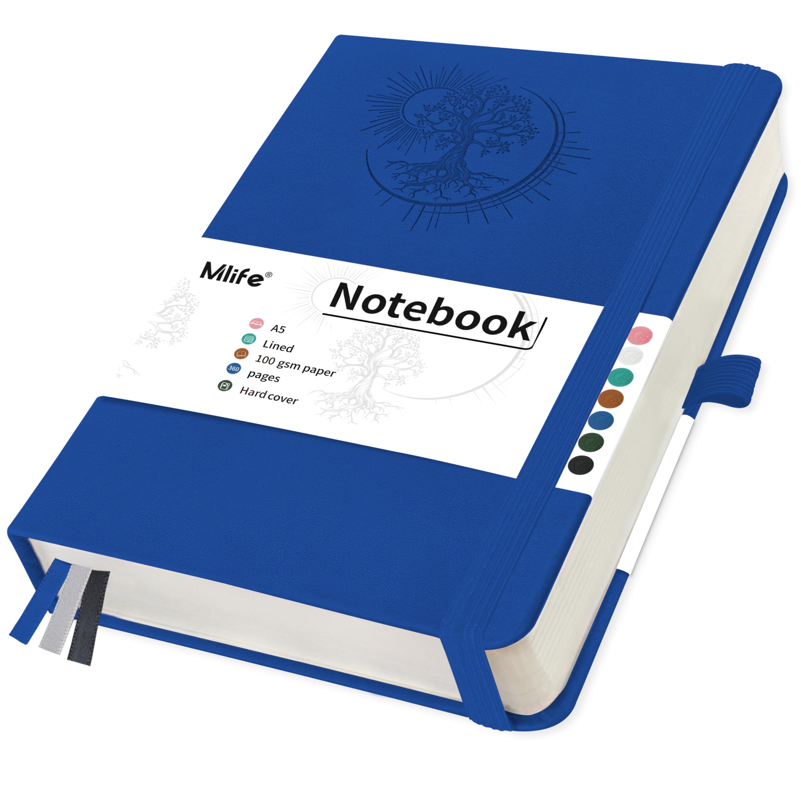 Mlife Notizbuch B5 Liniert, 300Seiten Spiralnotizbuch,PVC-Ha