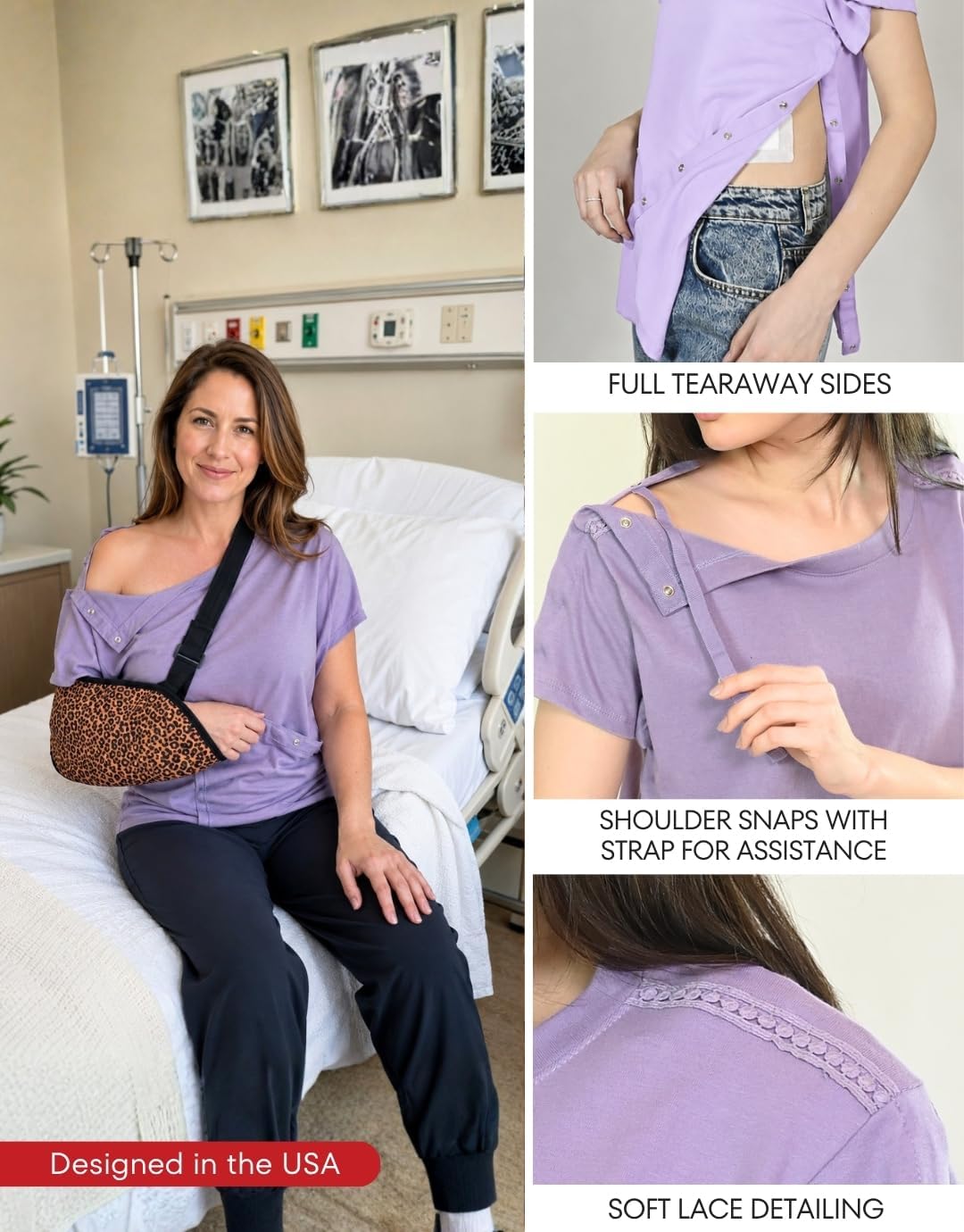 Inspired Comforts Post Shoulder Surgery Shirt for Women- Full Tearaway Adaptive Clothing