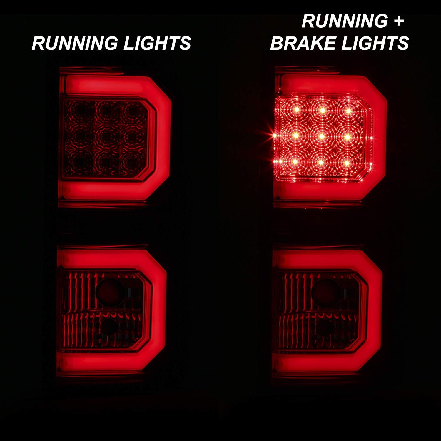 AKKON - Red Tail Lights for 2007-2013 Toyota Tundra Pickup Truck Tube Lamp Bar LED Driver + Passenger Pair 07-13